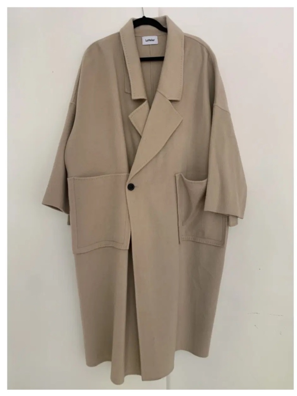 Lattelier Camel-Beige Wool-Blend Relaxed Trench Coat